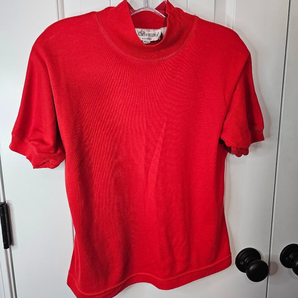 Silvercord Vintage 80's Red mock turtleneck top